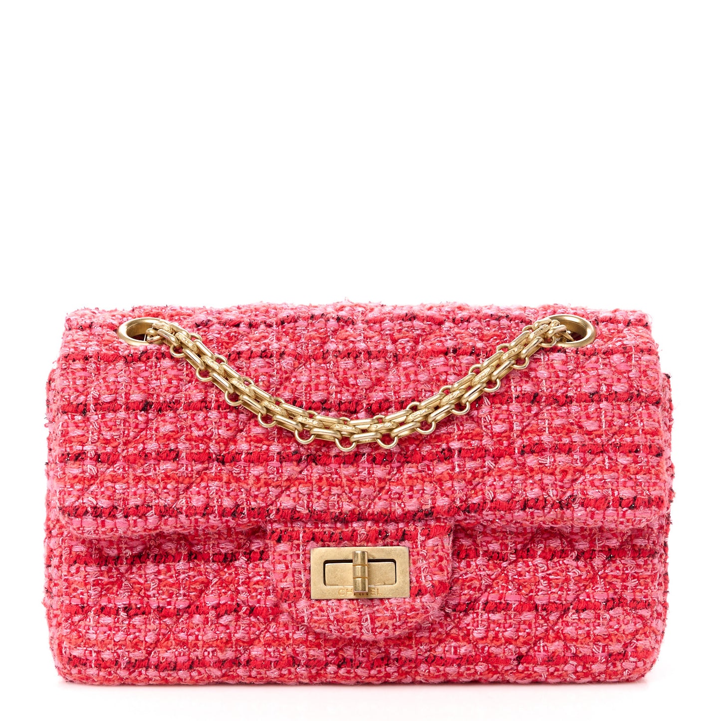 Tweed Quilted Mini 2.55 Reissue Flap Red Ecru Black