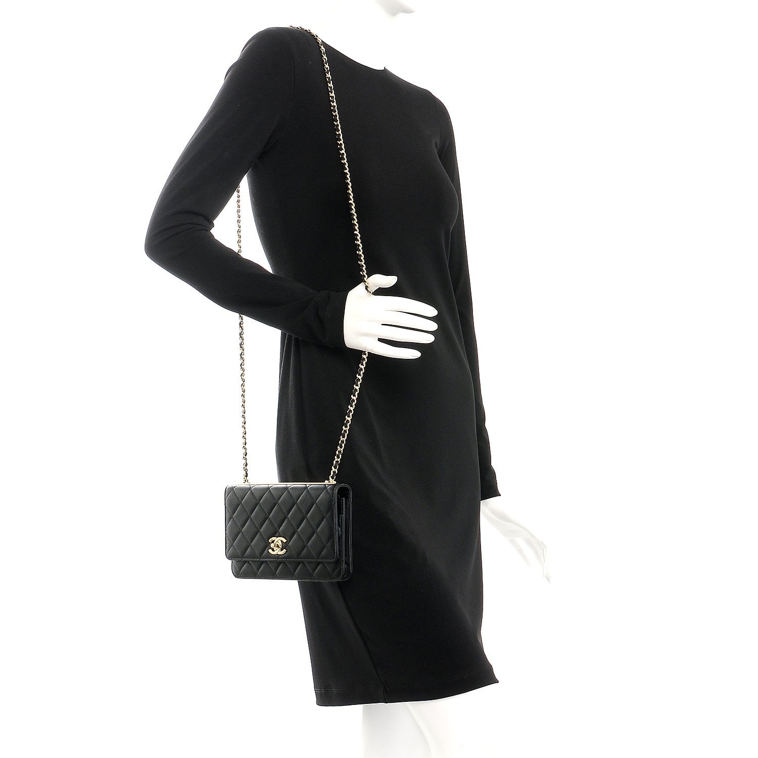 Chanel Lambskin Quilted Trendy CC Wallet On Chain WOC Black 2 of 8