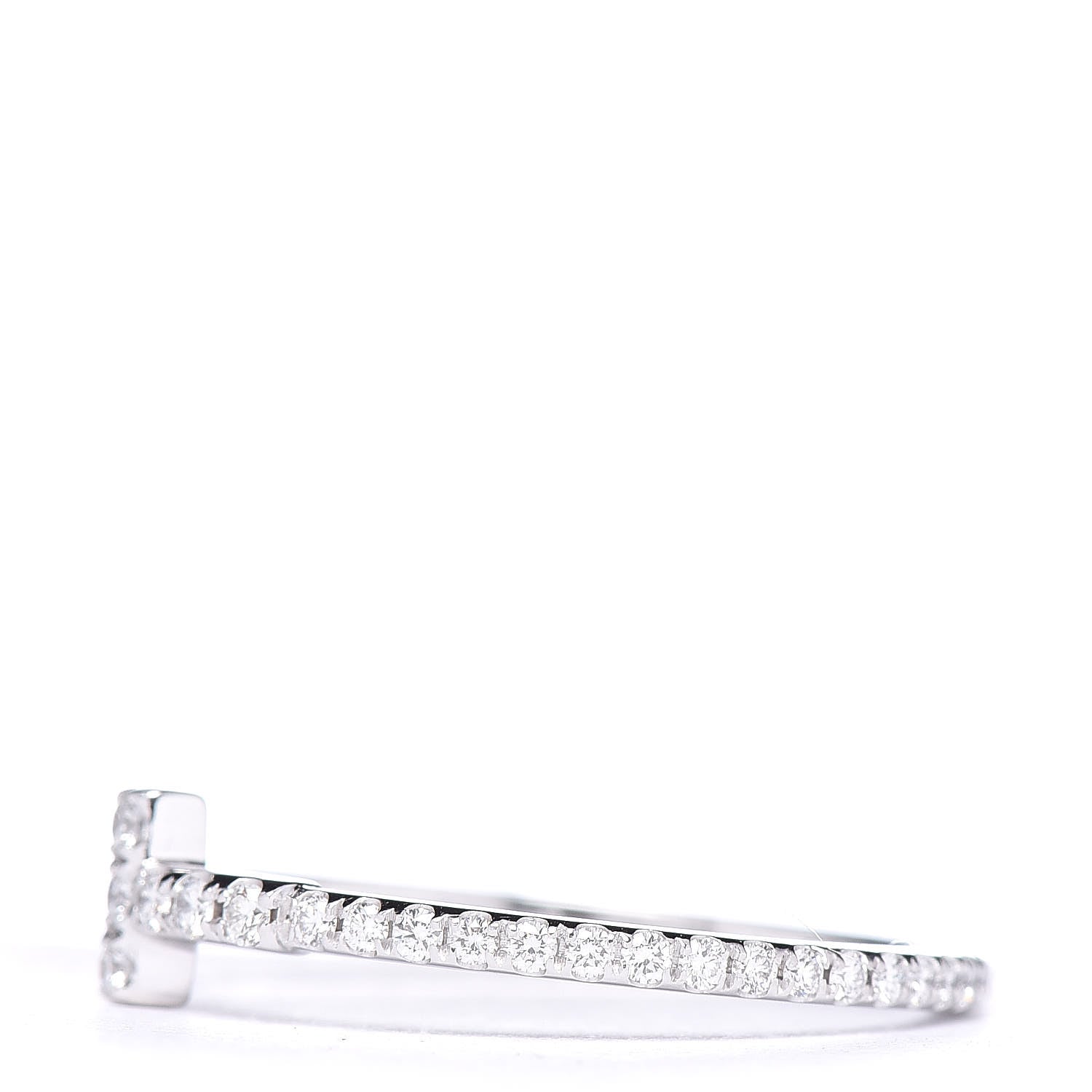 Tiffany 18K White Gold Diamond T Wire Pave Ring 52 6 3 of 5