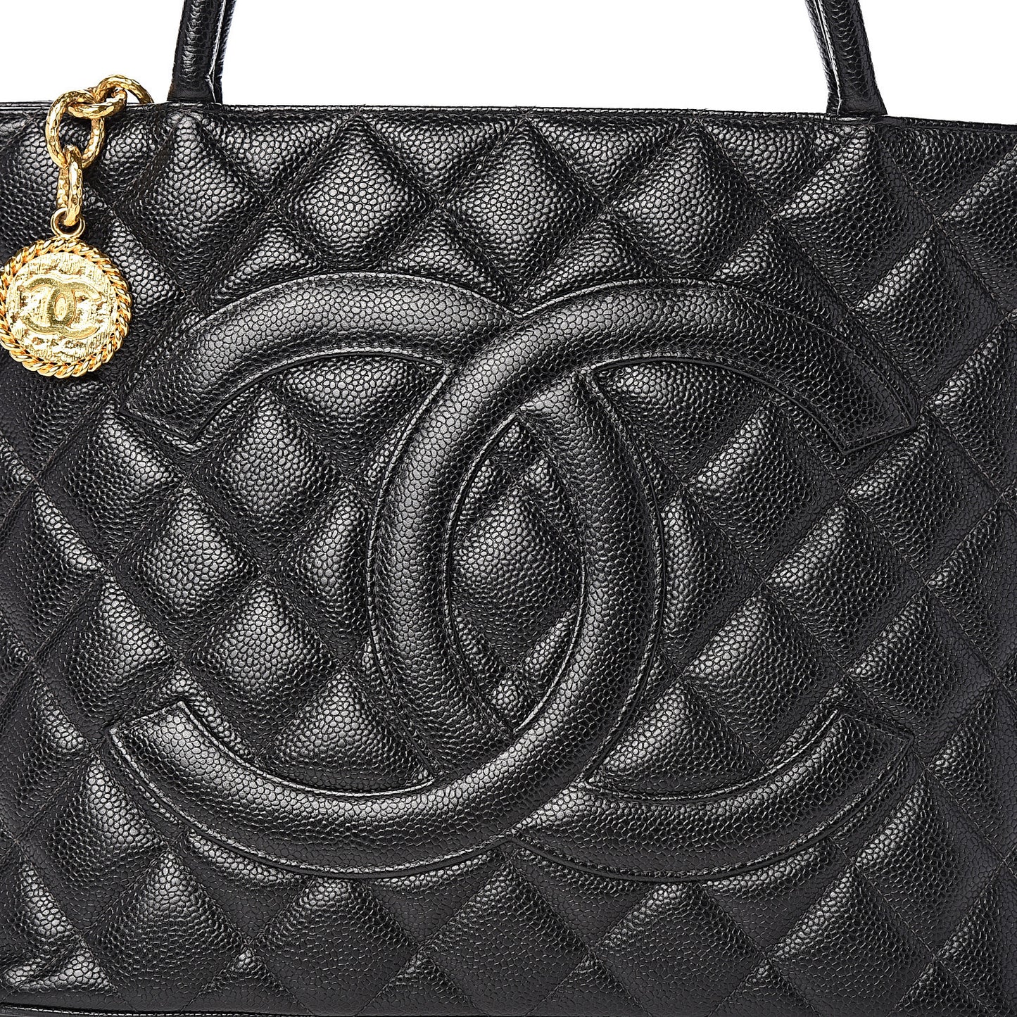 Caviar Quilted Medallion Tote Black