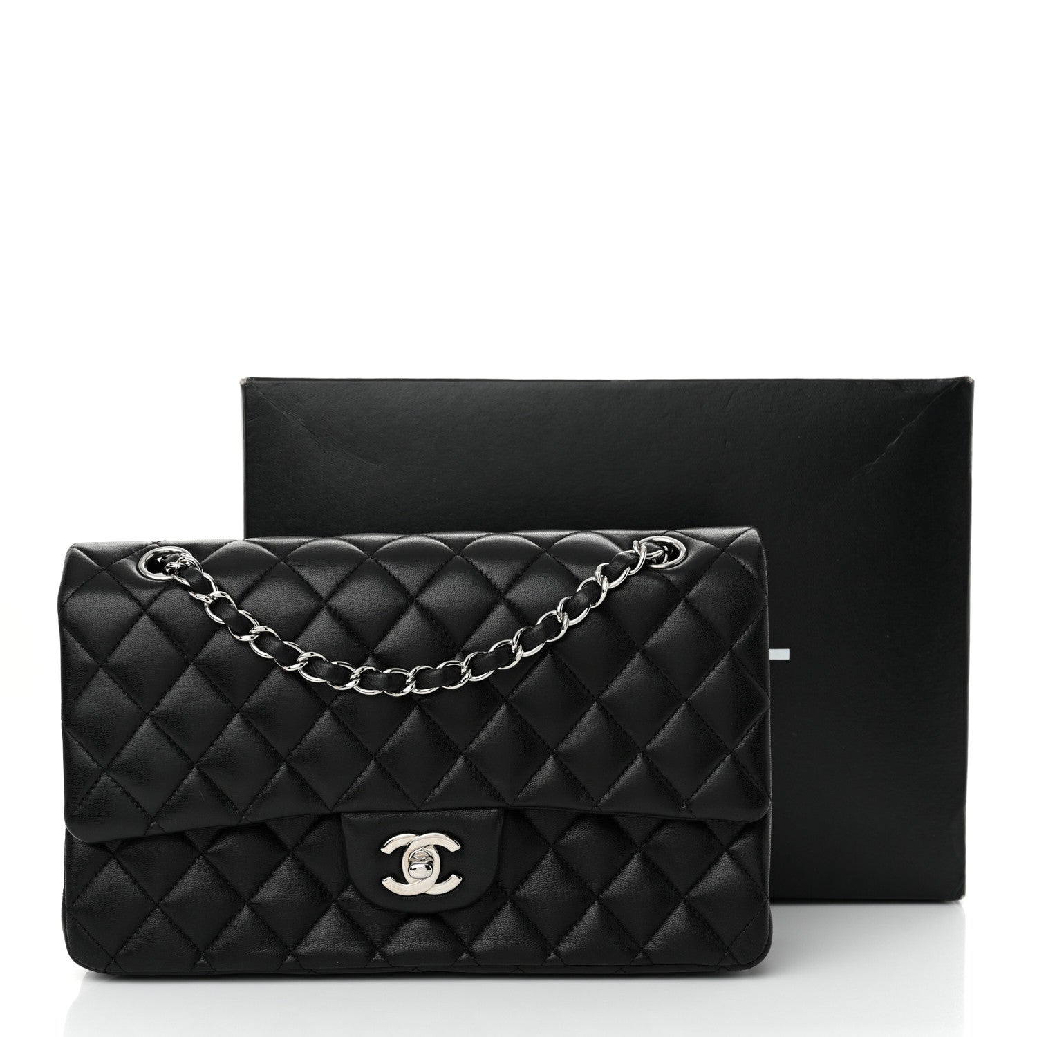 Chanel Lambskin Quilted Medium Double Flap Black 15 of 15