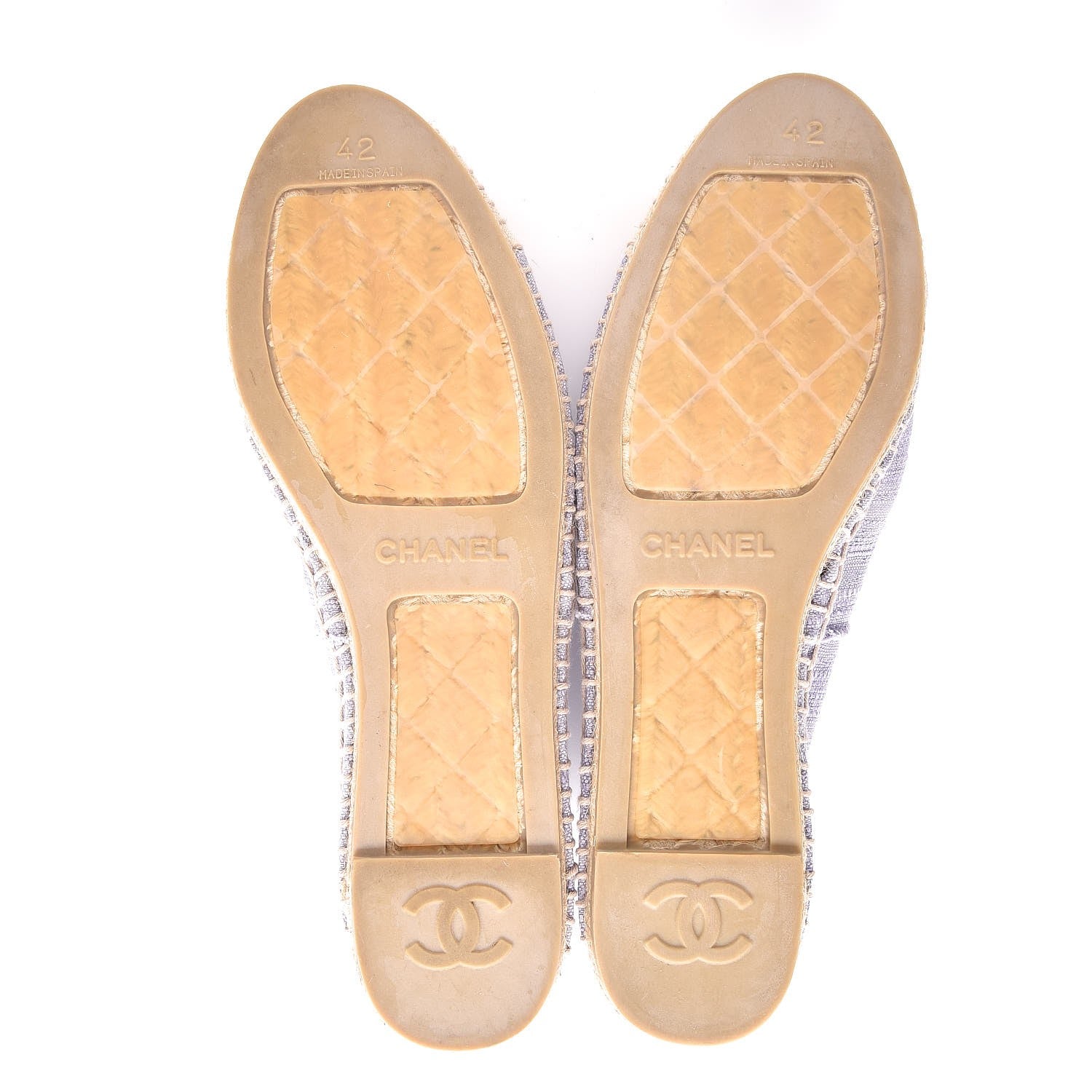 Chanel Toile CC Cap Toe Espadrilles 42 Ecru Purple 5 of 10