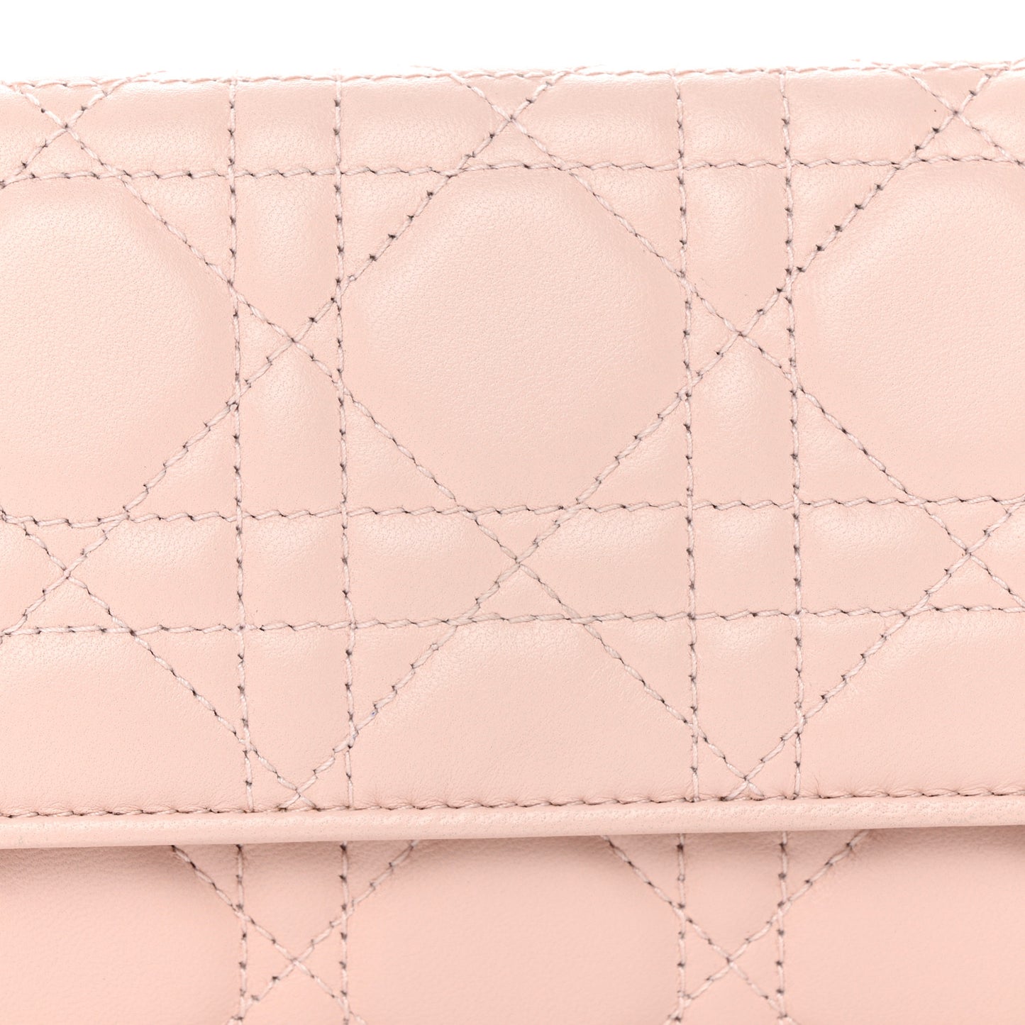 Lambskin Cannage Lady Dior Rendezvous Wallet On Chain Light Pink