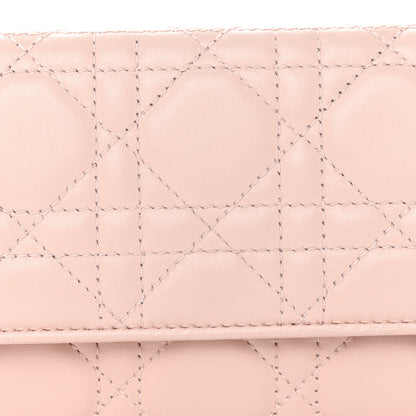 Christian Dior Lambskin Cannage Lady Dior Rendezvous Wallet On Chain Light Pink 8 of 14