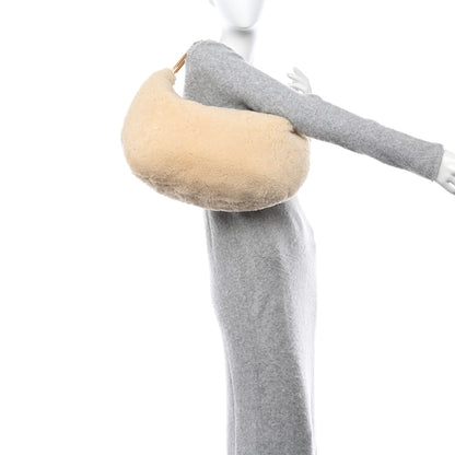 Off-White Shearling Paperclip Hobo Bag Beige 2 of 11