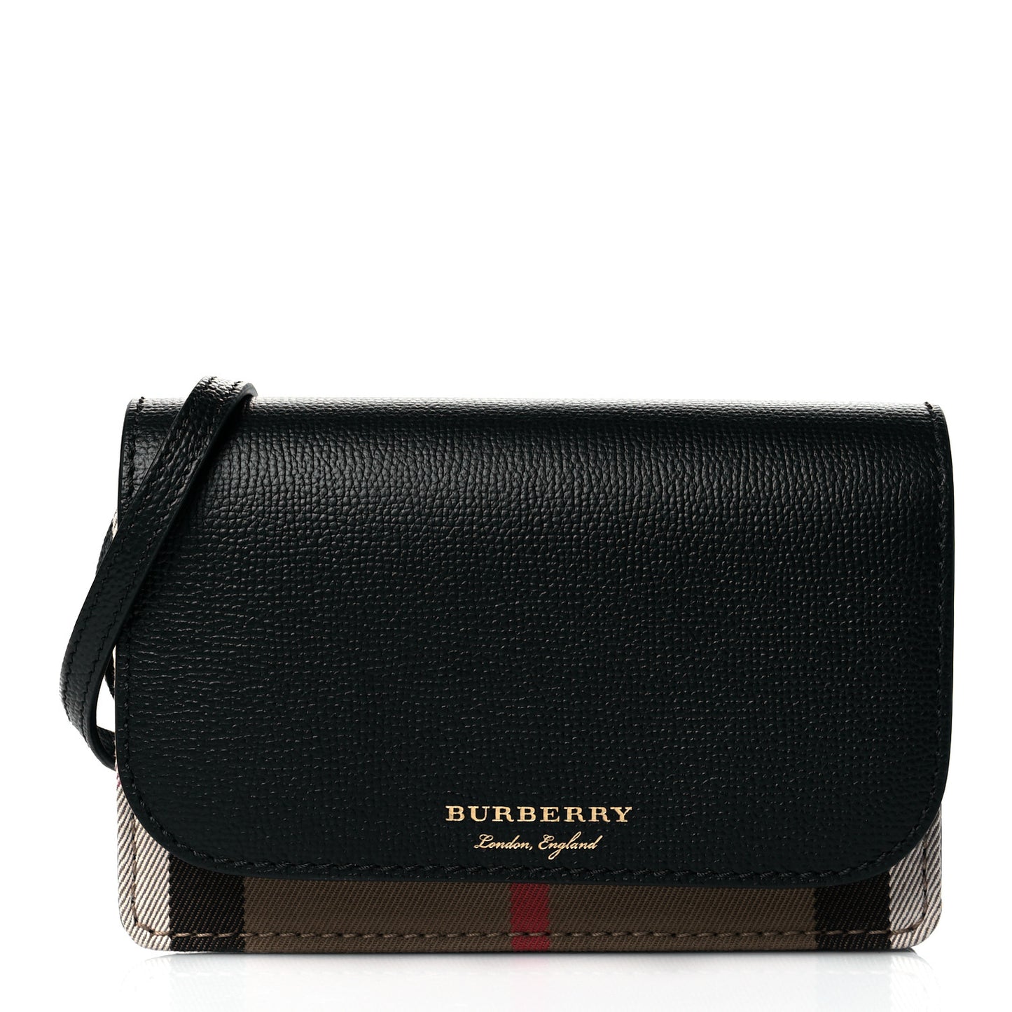 Derby Calfskin House Check Wallet On Chain Black