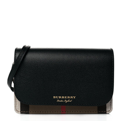 Burberry Derby Calfskin House Check Wallet On Chain Black 1 of 9