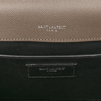 Saint Laurent Grain De Poudre Textured Mixed Matelasse Medium Triquilt Monogram Satchel Dark Beige 6 of 9