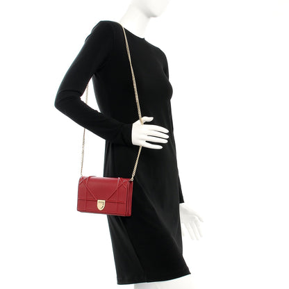Christian Dior Grained Calfskin Diorama Wallet on Chain Pouch Burgundy 2 of 6