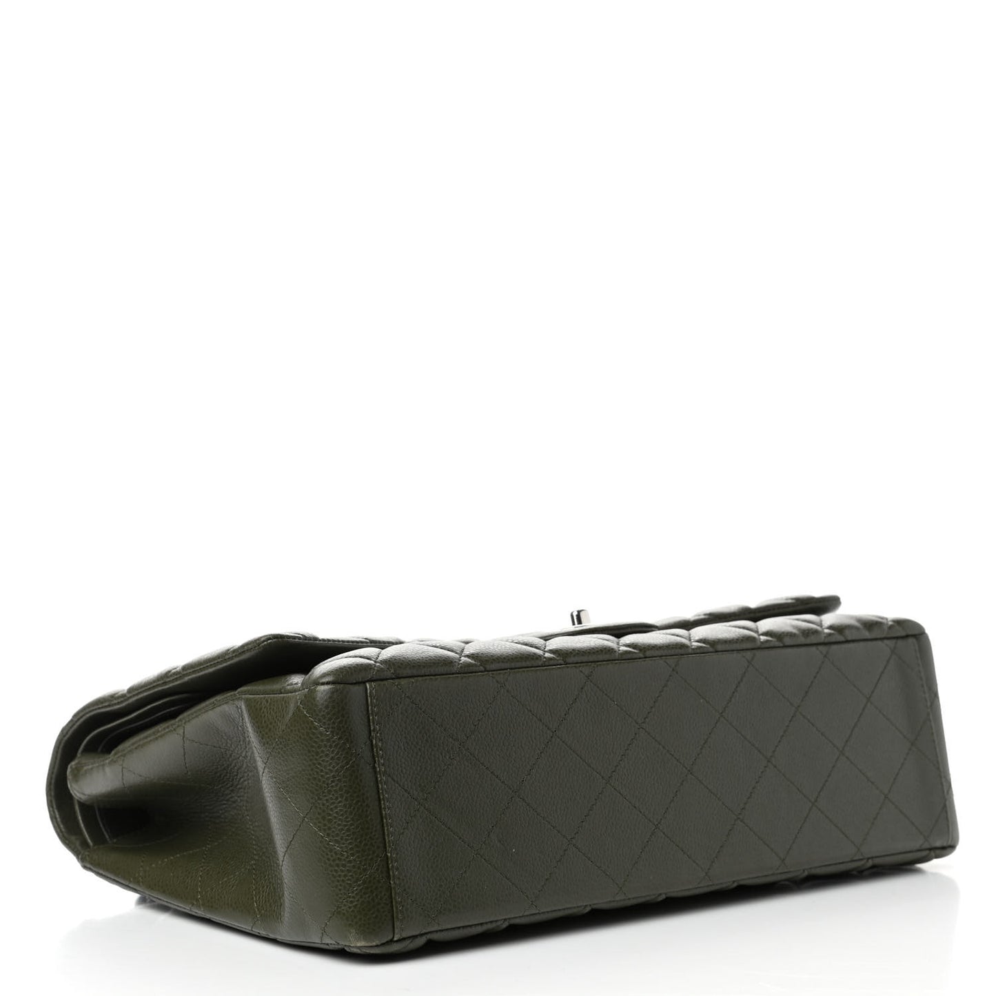 Caviar Quilted Maxi Double Flap Dark Green