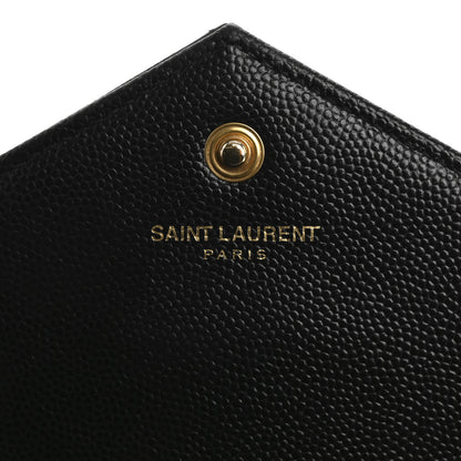 Saint Laurent Grain De Poudre Matelasse Chevron Monogram Chain Wallet Black 6 of 13