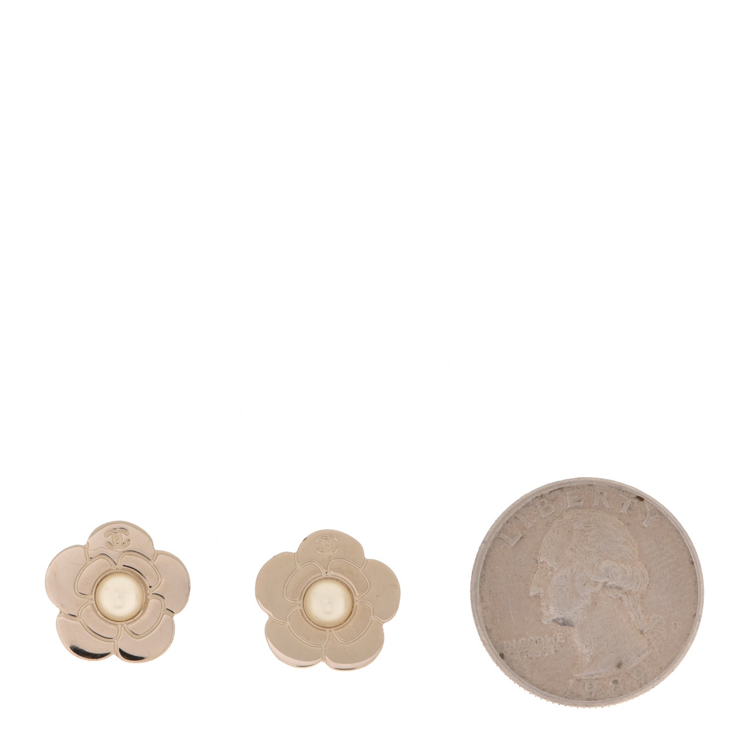 Chanel Pearl CC Camellia Earrings Gold 2 of 4