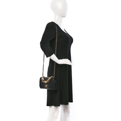 Chanel Calfskin Quilted Pearl Jewel Chain Flap Black 2 of 9