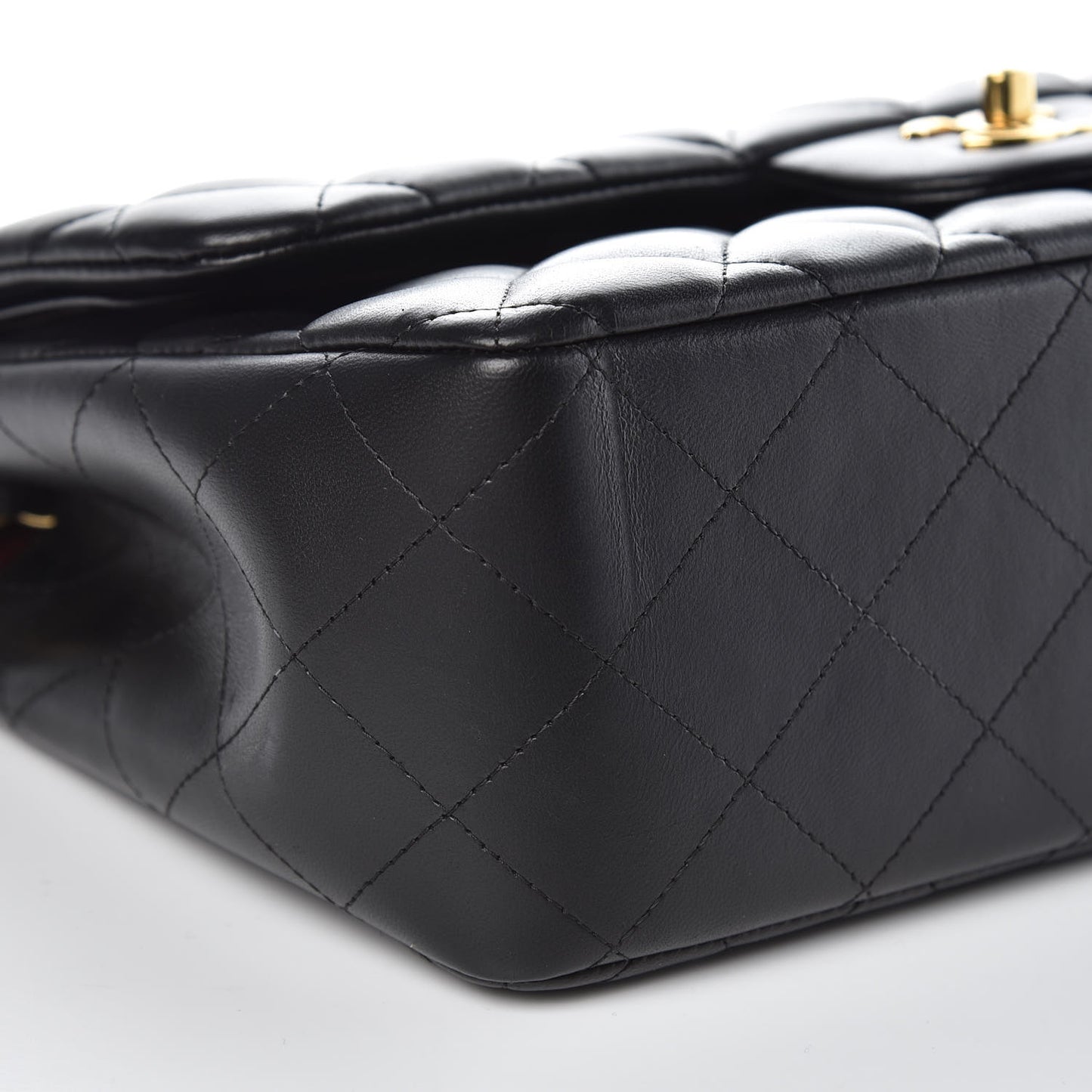 Lambskin Quilted Jumbo Double Flap Black
