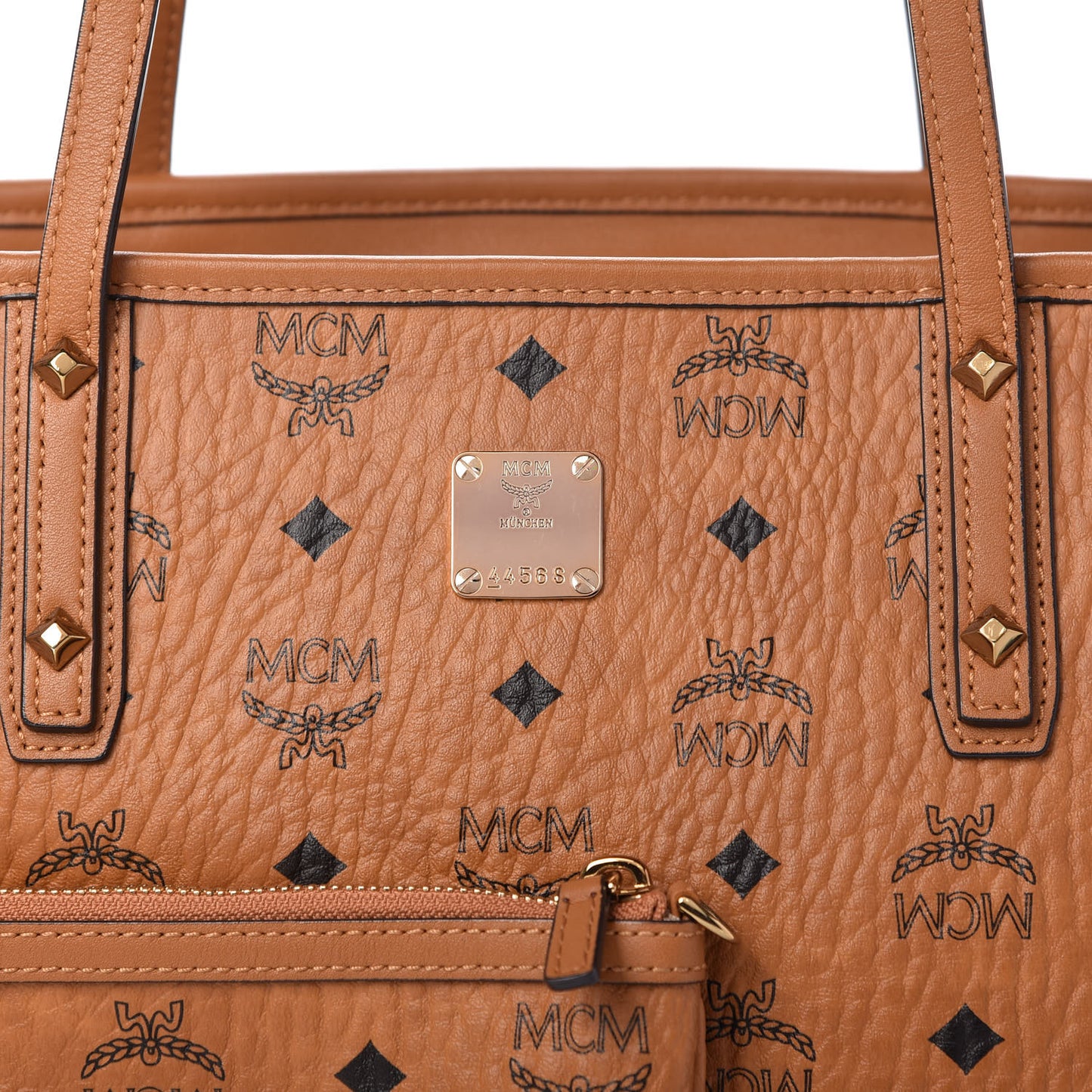 Visetos Medium Anya Essential Victory Patch Shopper Tote Cognac