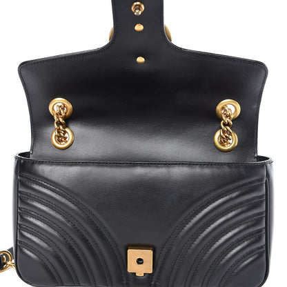 Gucci Calfskin Matelasse Small GG Marmont Shoulder Bag Black 8 of 13