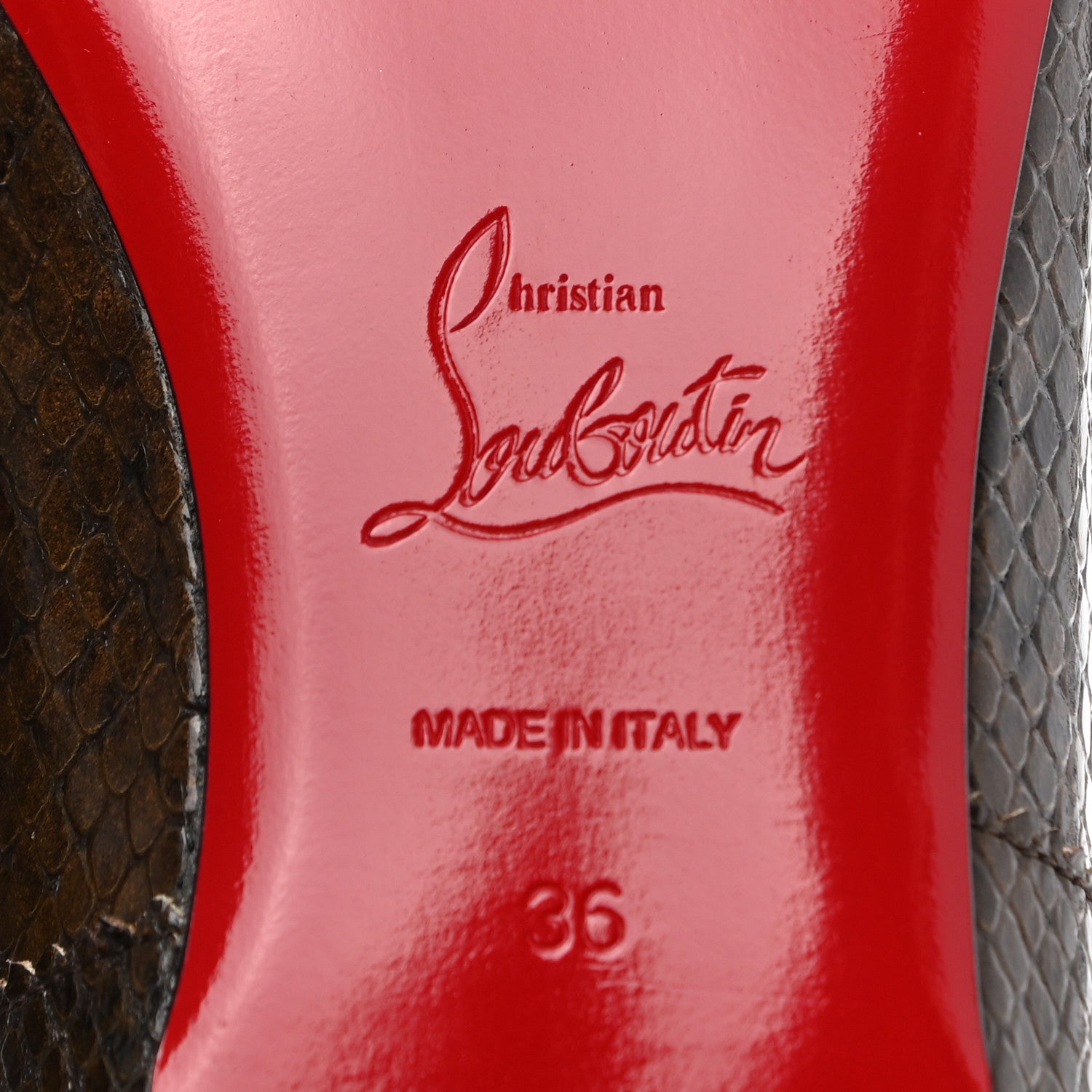 Christian Louboutin Snakeskin Embossed Mamadrague Flats 36 Dark Brown 6 of 7