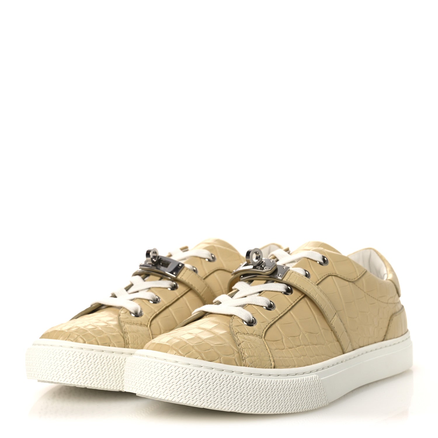 Hermes Matte Niloticus Crocodile Day Sneakers 38 Beige 4 of 12