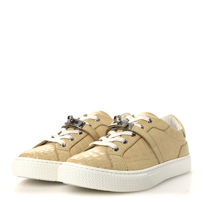 Hermes Matte Niloticus Crocodile Day Sneakers 38 Beige 4 of 12