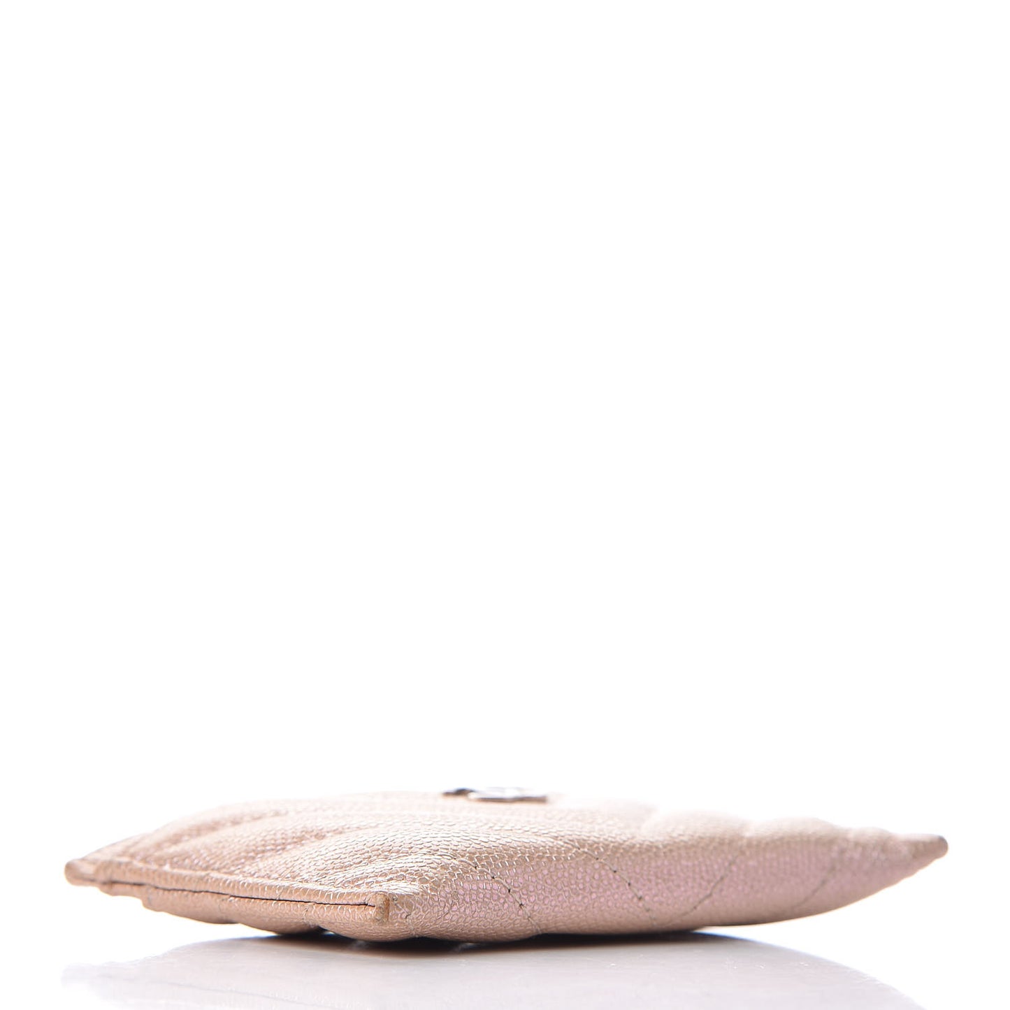 Metallic Caviar Chevron Quilted Card Holder Light Gold