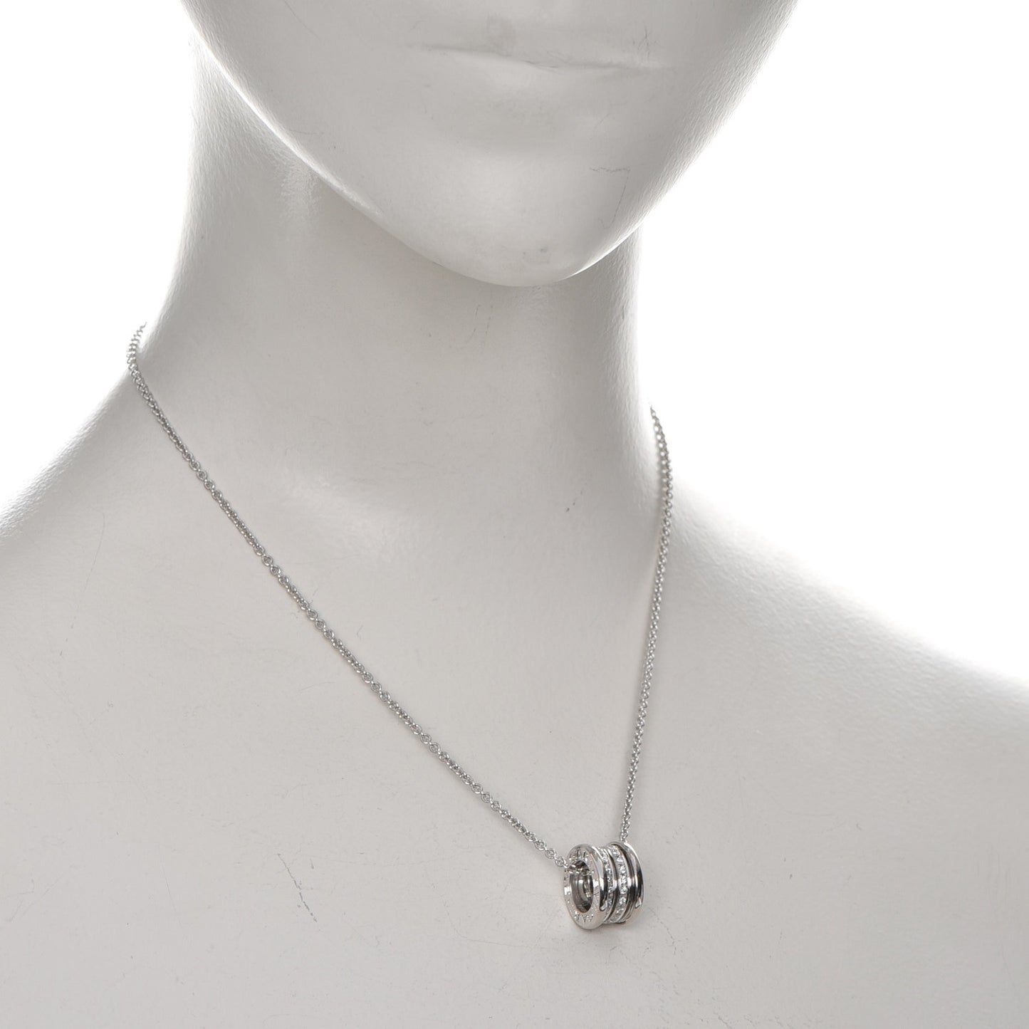 18K White Gold Diamond B.Zero1 Pave Pendant Necklace