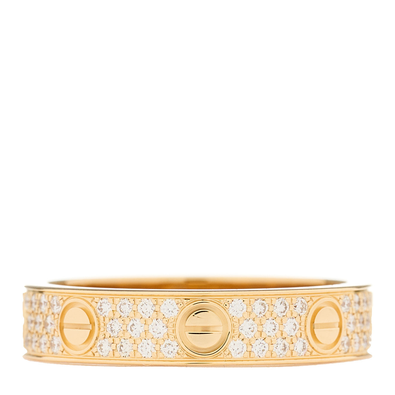Cartier 18K Yellow Gold Diamond 4mm LOVE Wedding Paved Band Ring 50 5.25 3 of 4