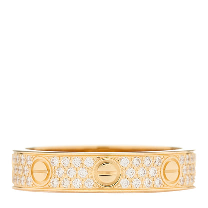 Cartier 18K Yellow Gold Diamond 4mm LOVE Wedding Paved Band Ring 50 5.25 3 of 4