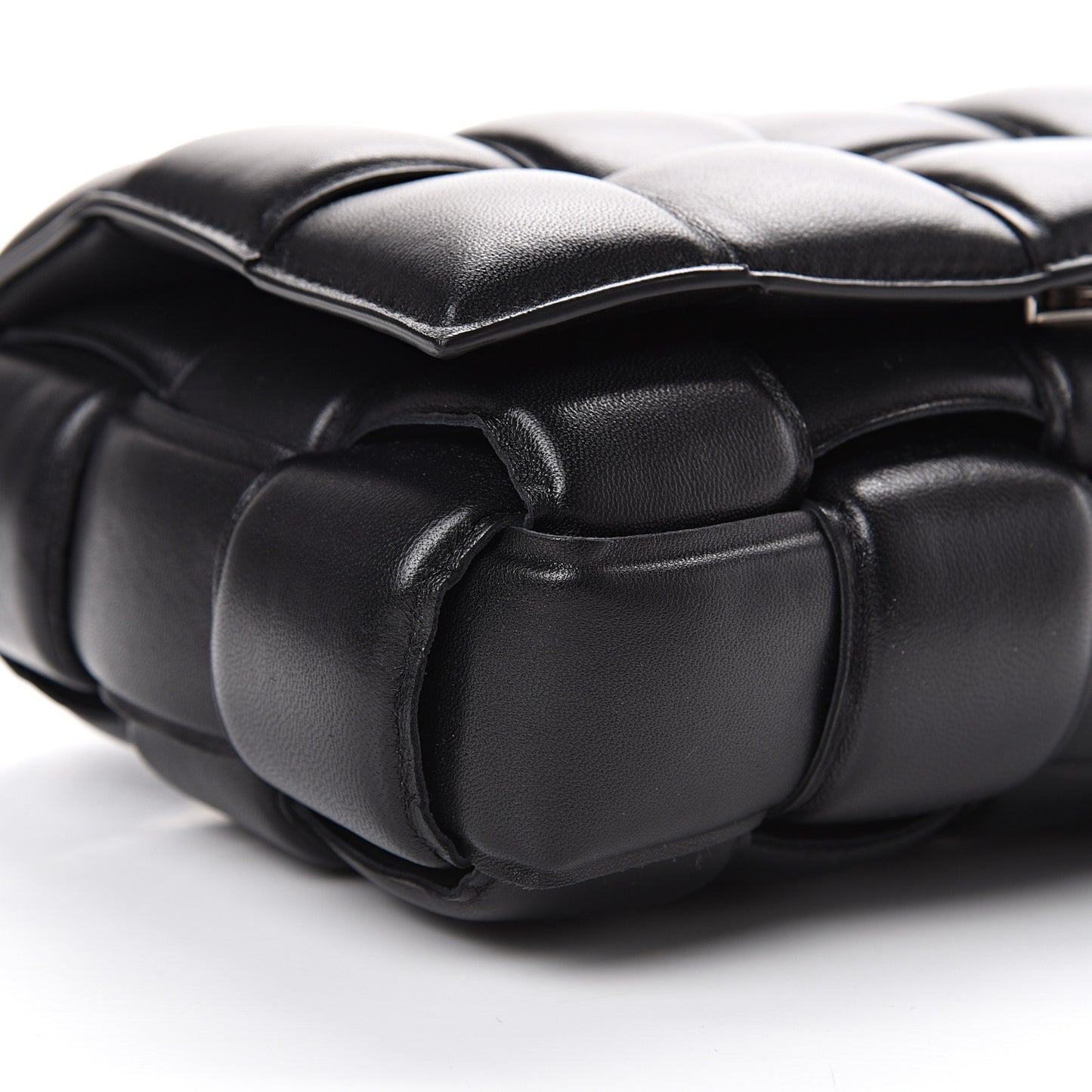 Nappa Maxi Intreccio Padded Cassette Crossbody Bag Black