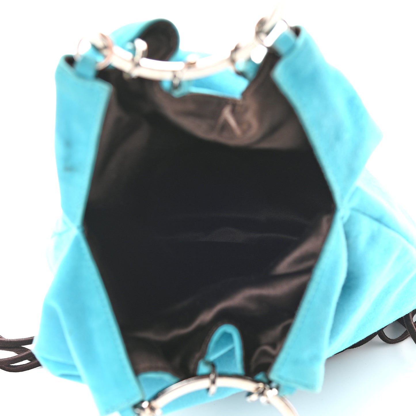 Suede Fringe Crystal Snake Ring Evening Bag Turquoise