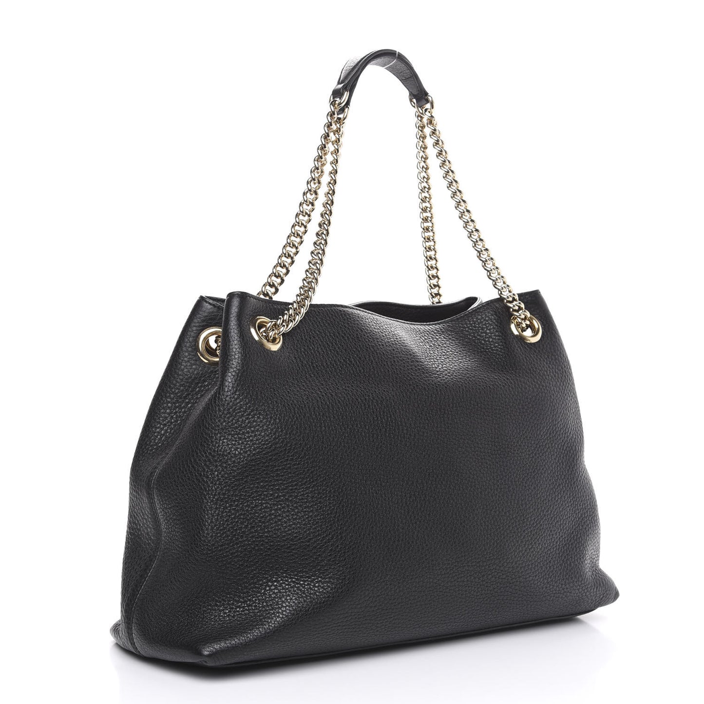Pebbled Calfskin Medium Soho Chain Shoulder Bag Black