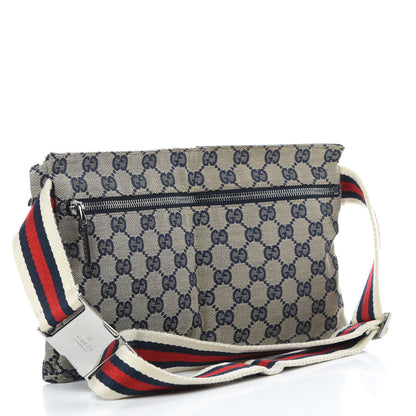 Gucci GG Monogram Web Double Pocket Belt Bag Navy 3 of 12