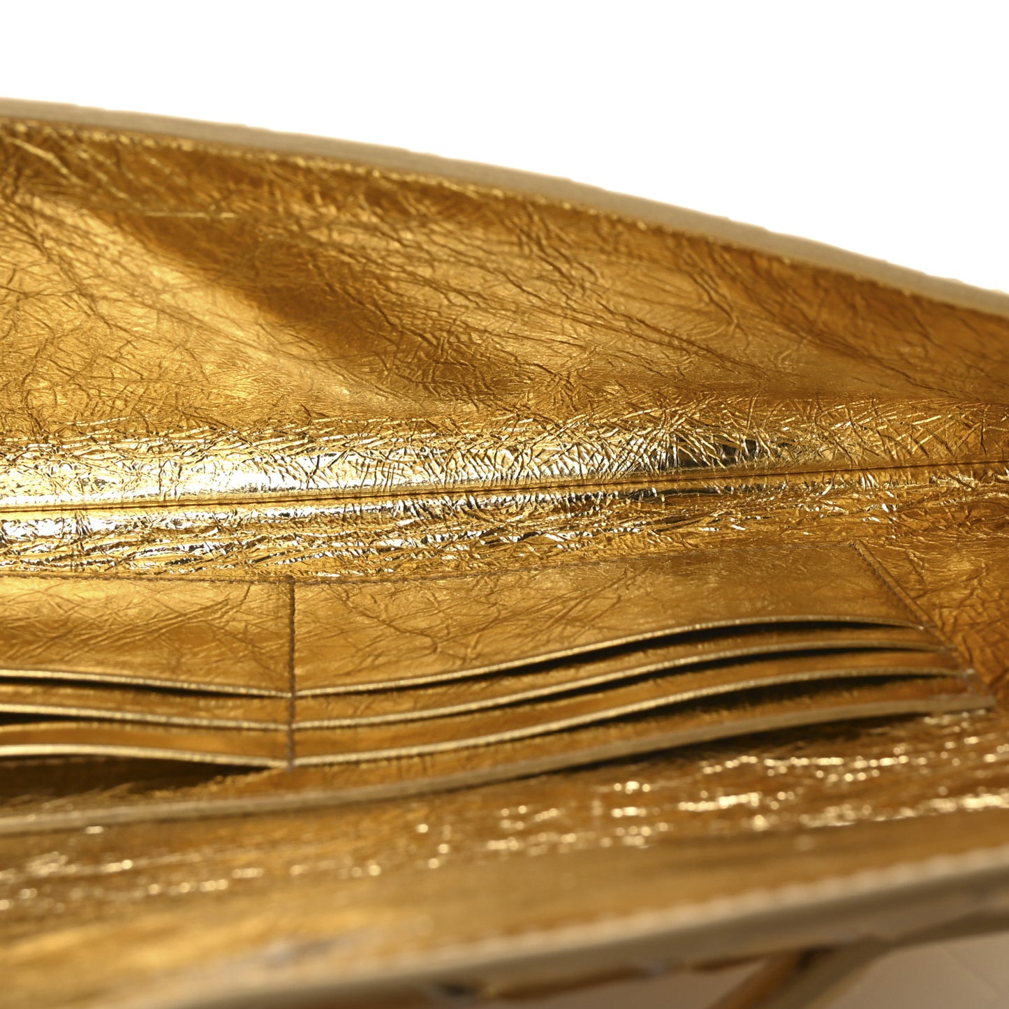 Metallic Lambskin Intrecciato Long Andiamo Top Handle Clutch Gold