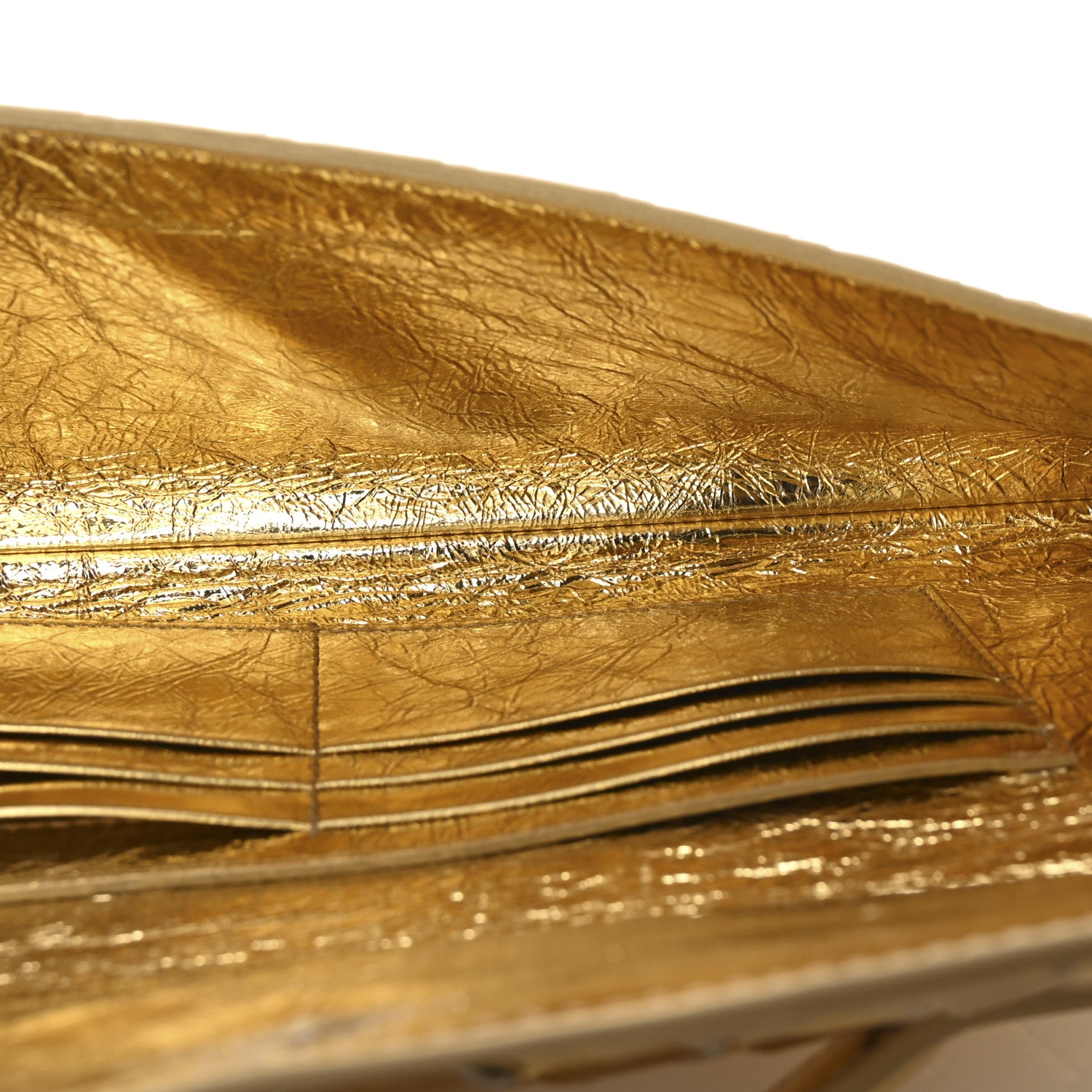 Bottega Veneta Metallic Lambskin Intrecciato Long Andiamo Top Handle Clutch Gold 5 of 6