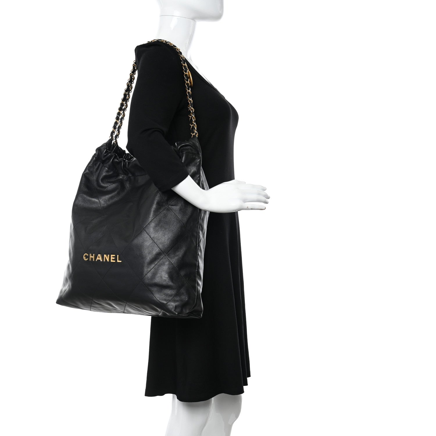 Chanel Shiny Calfskin Quilted Large Chanel 22 Black 3 of 23