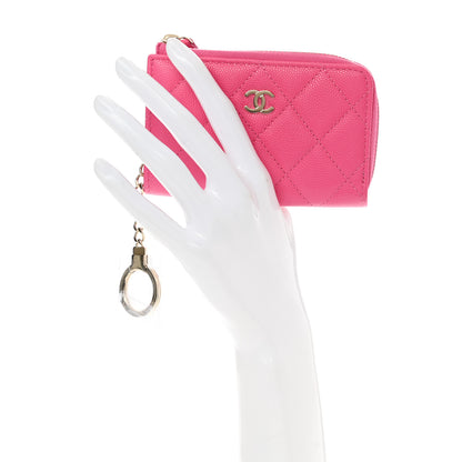 Chanel Caviar Quilted Zipped Key Holder Case Pink 2 of 7