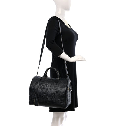 Louis Vuitton Calfskin Embossed Speedy Cube 30 Black 2 of 10