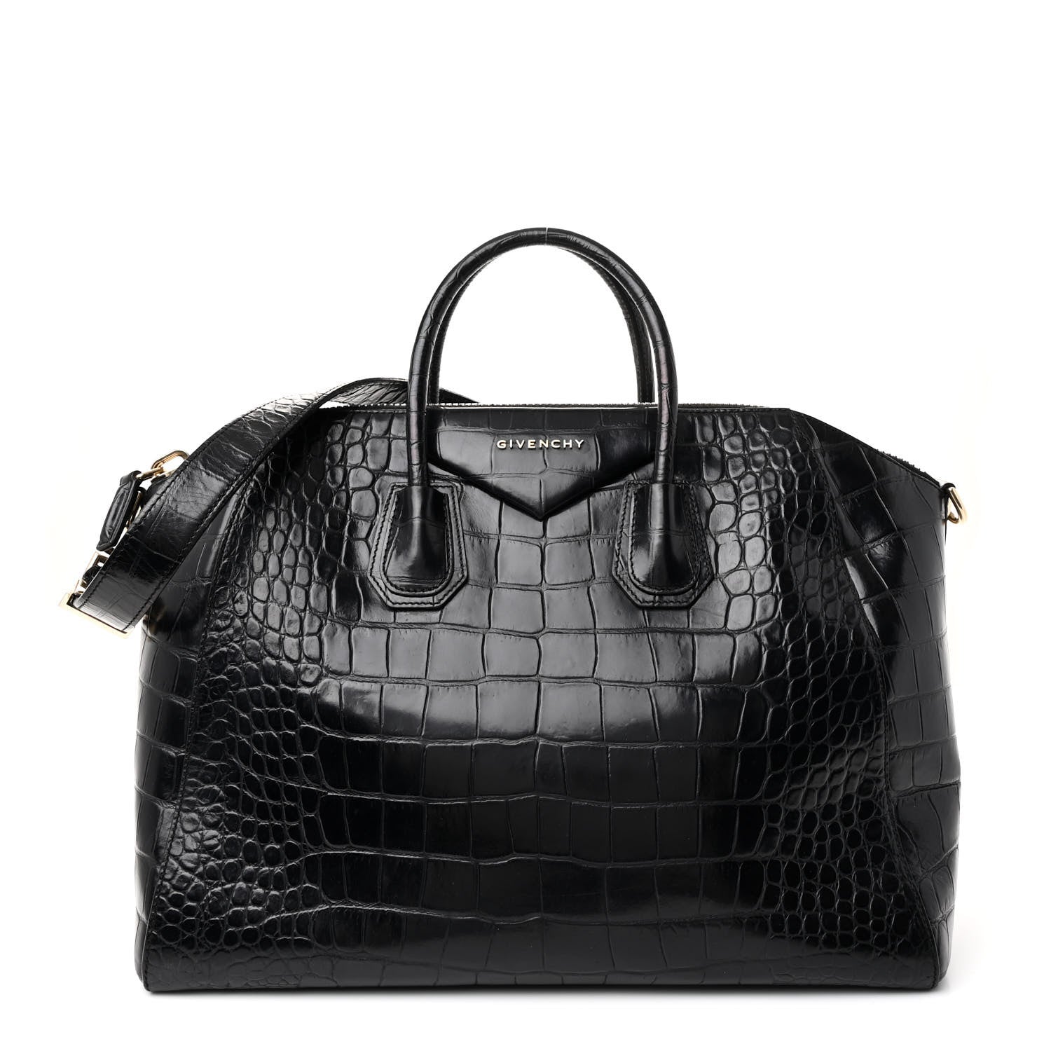 Givenchy Calfskin Crocodile Embossed Large Antigona Black 1 of 15