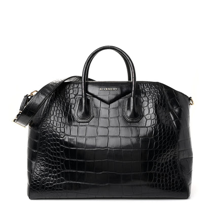 Givenchy Calfskin Crocodile Embossed Large Antigona Black 1 of 15