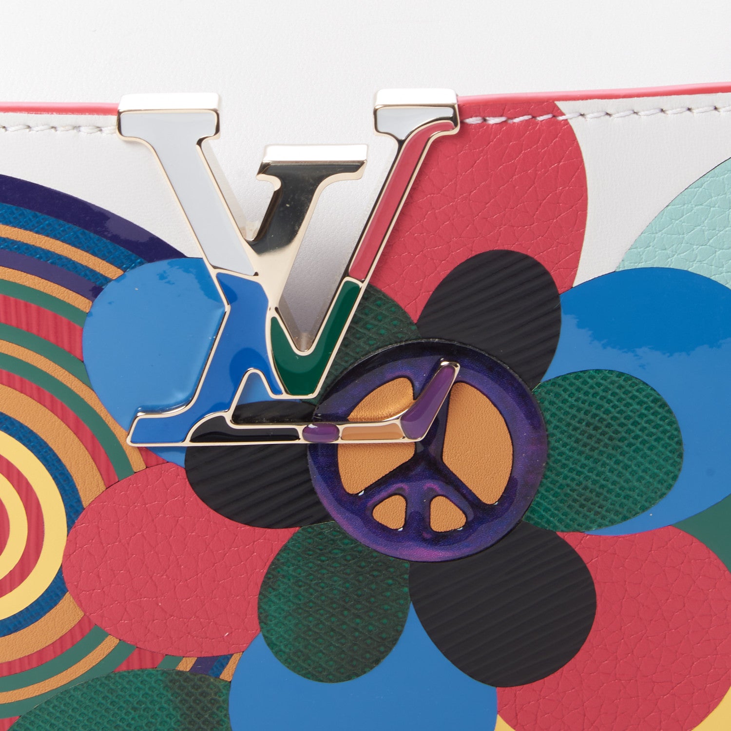 Louis Vuitton Lambskin Artycapucines MM Beatriz Milhazes Multicolor White 7 of 9