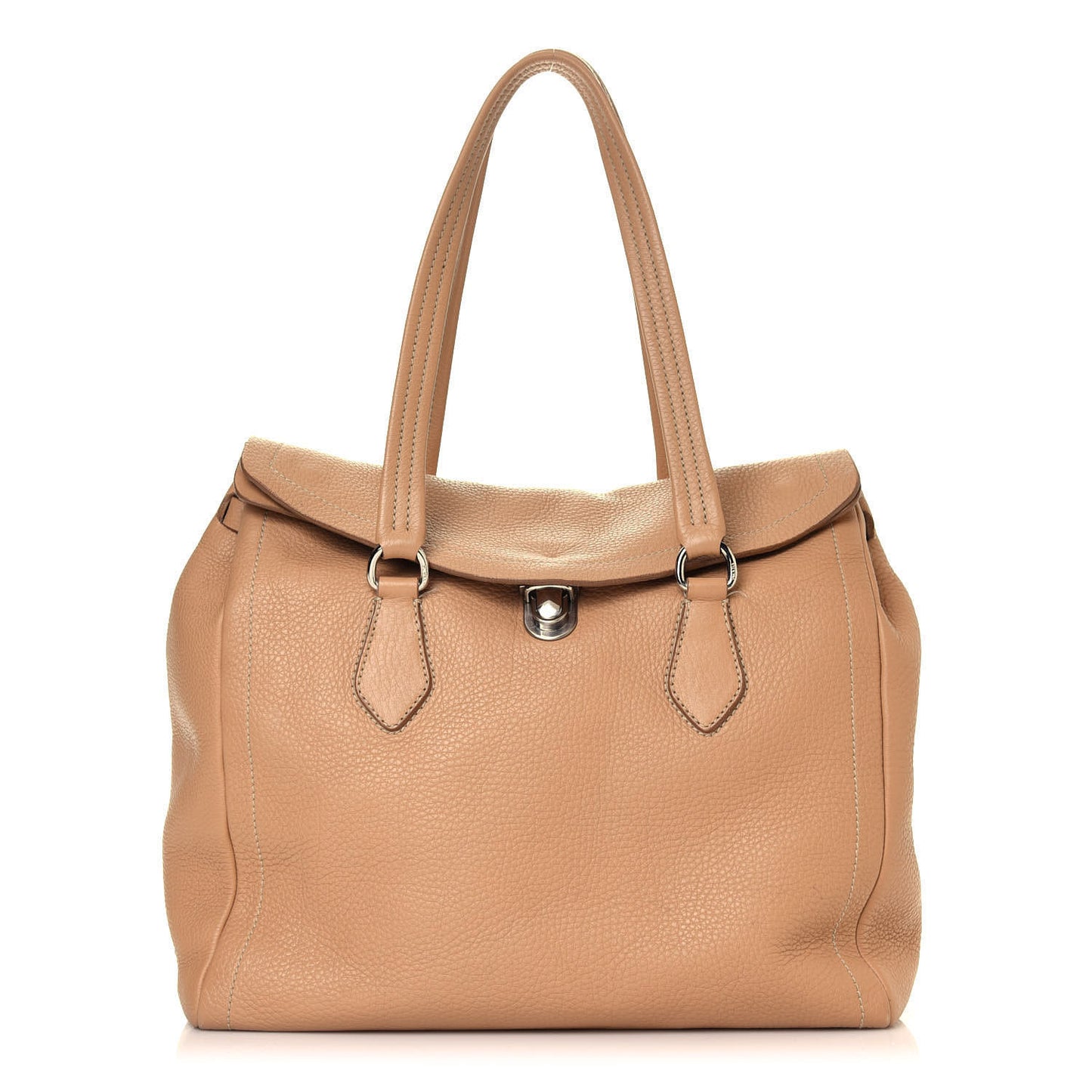 Vitello Daino Easy Foldover Pushlock Tote Sabbia