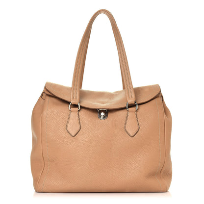 Prada Vitello Daino Easy Foldover Pushlock Tote Sabbia 1 of 10