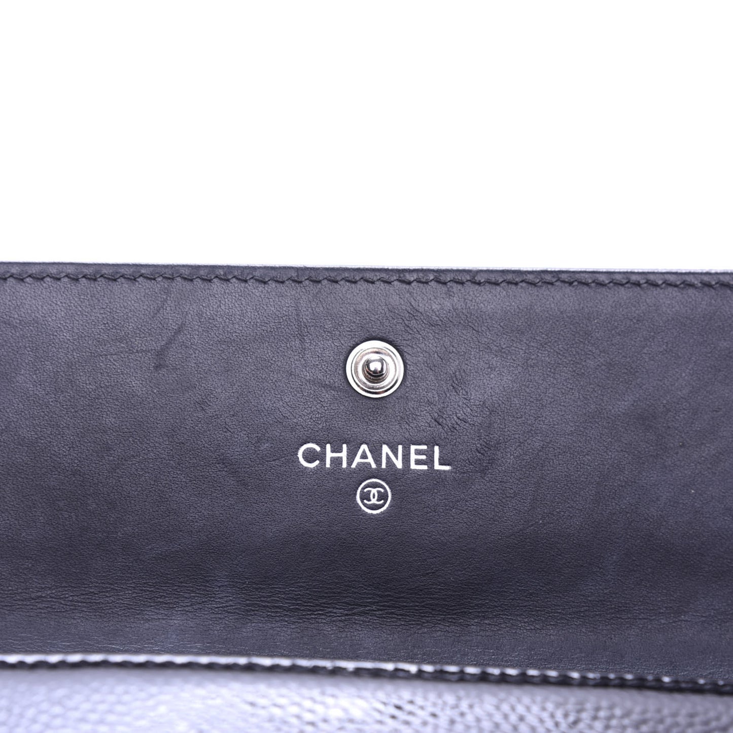 Patent Caviar Timeless CC Large Gusset Flap Wallet Black