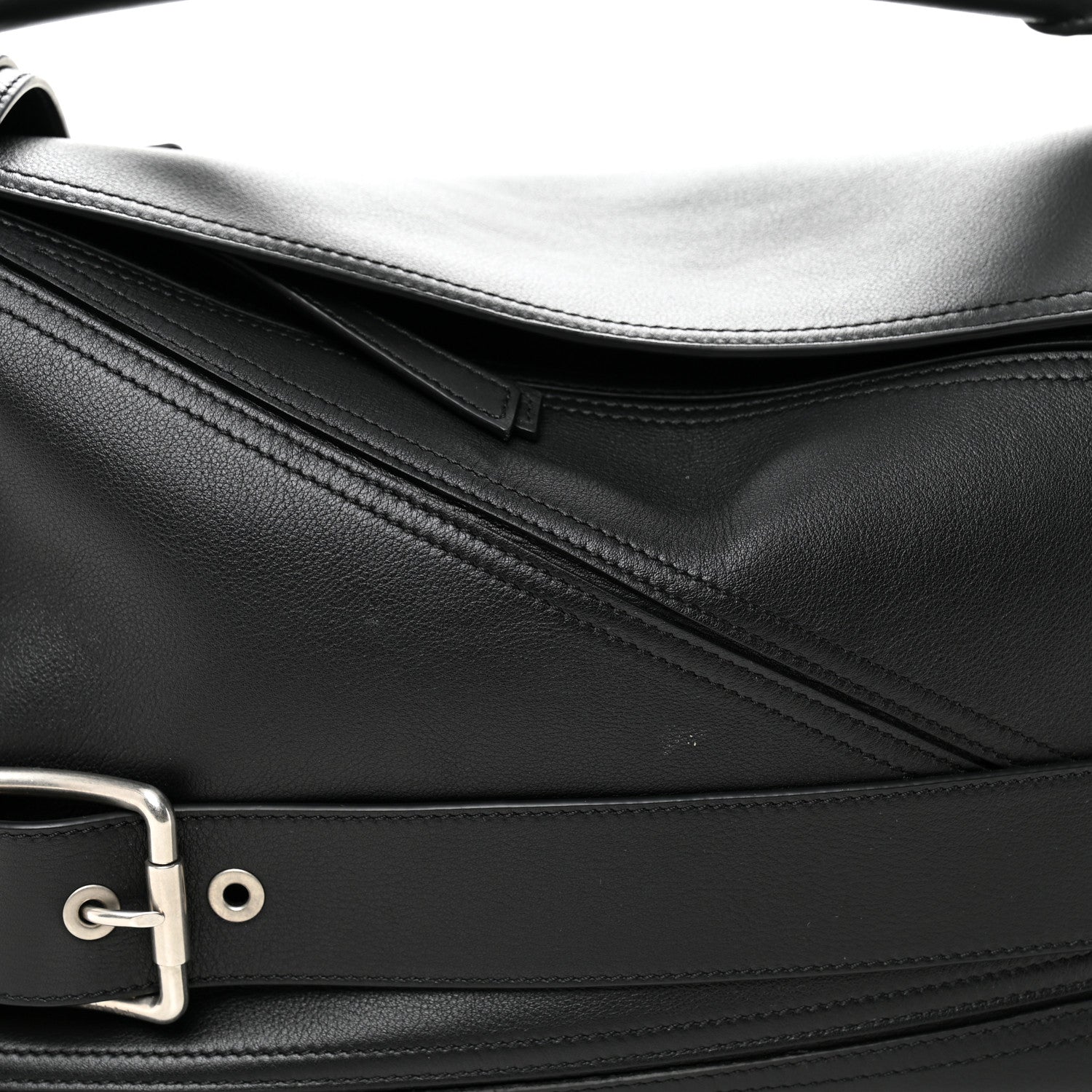 Loewe Shiny Calfskin Large Puzzle Biker Bag Black 7 of 10