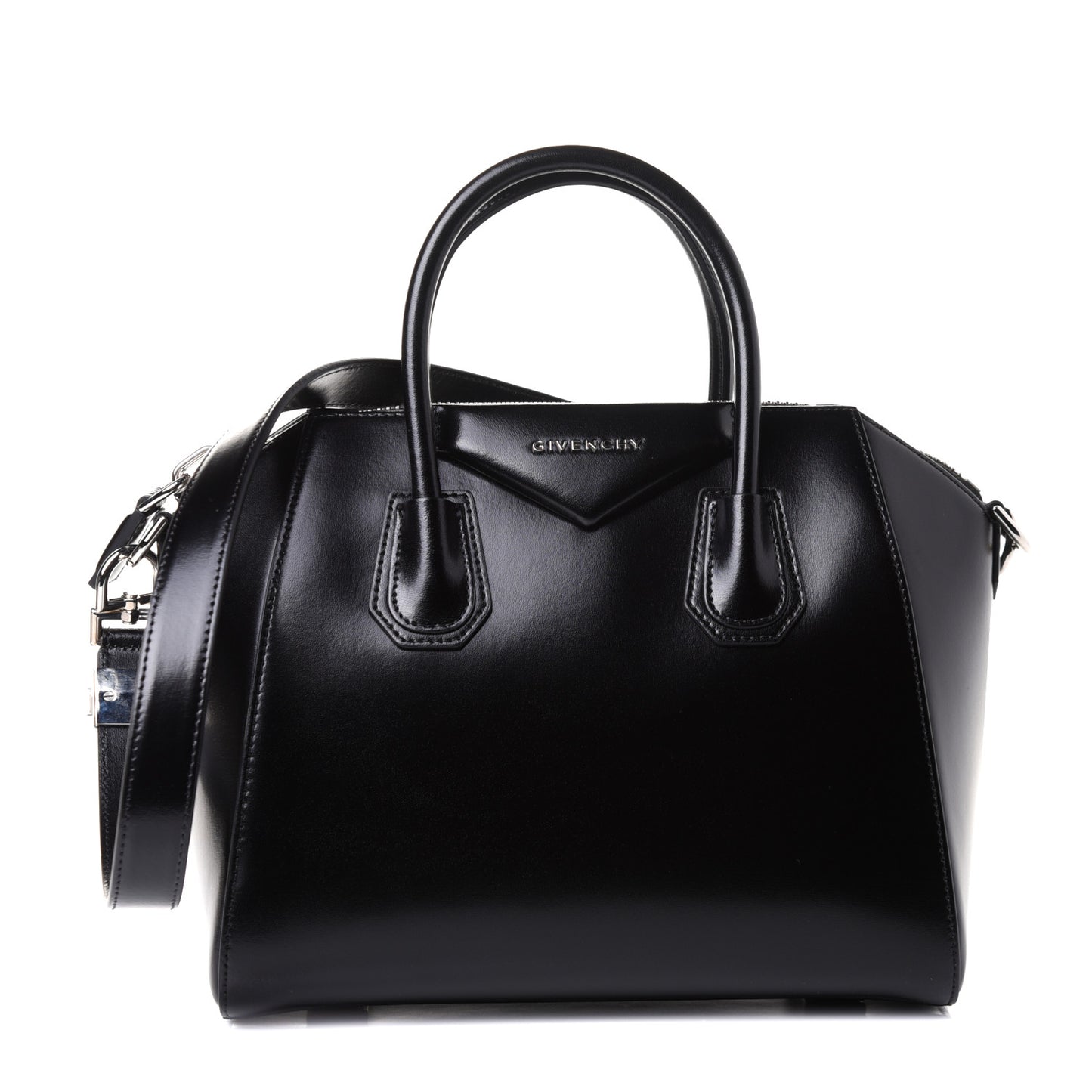 Shiny Lord Calfskin Small Antigona Black