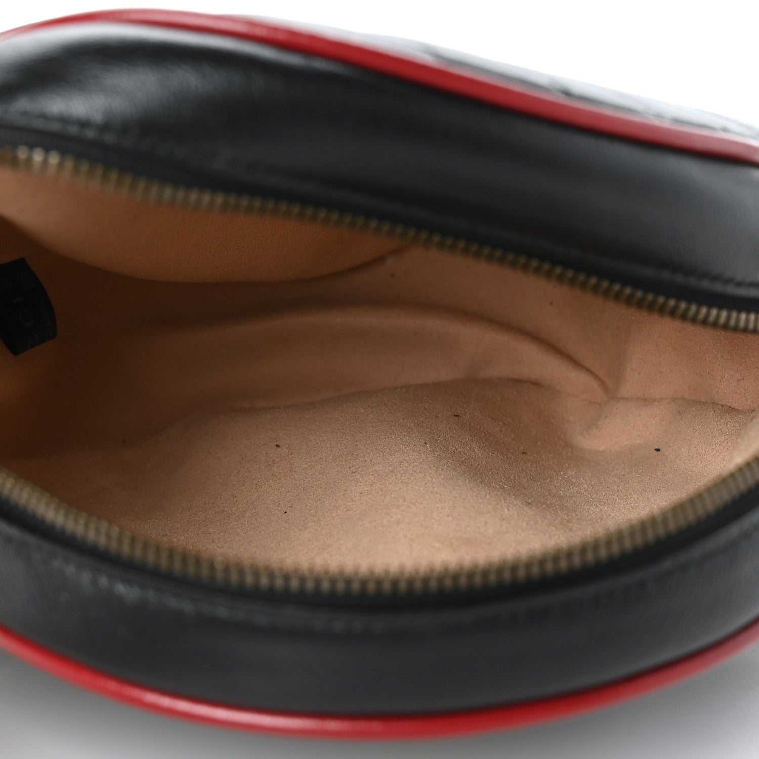 Gucci Vintage Effect Calfskin Matelasse Diagonal Mini Torchon GG Marmont Round Shoulder Bag Black Romantic Cherry 5 of 9