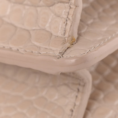 Saint Laurent Calfskin Crocodile Embossed Medium Monogram Sunset Dark Beige 21 of 30