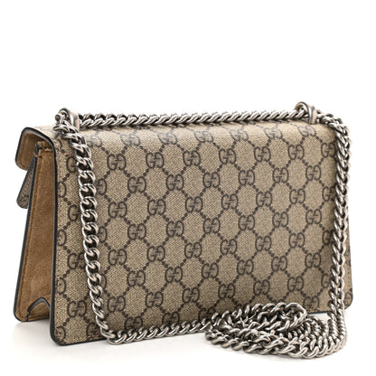 Gucci GG Supreme Monogram Suede Crystal Small Dionysus Shoulder Bag Beige Ebony Taupe 3 of 10
