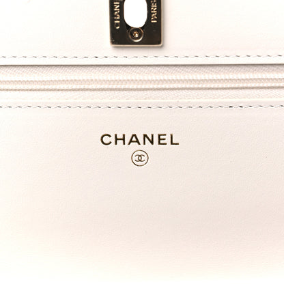 Chanel Caviar Quilted Bow Wallet On Chain WOC White 6 of 10