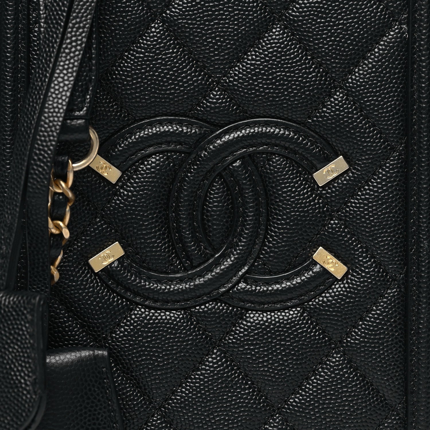 Chanel Caviar Quilted CC North South Filigree Vanity Case Black 8 of 11