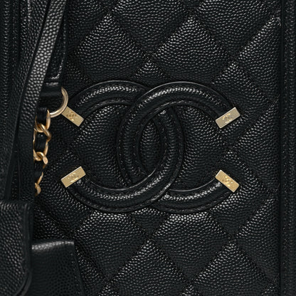 Chanel Caviar Quilted CC North South Filigree Vanity Case Black 8 of 11
